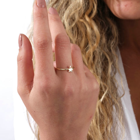 14K Solid Gold Palm Tree Ring - Tropical Elegance in Fine Jewelry