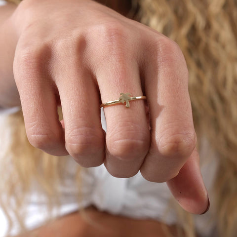 14K Solid Gold Palm Tree Ring - Tropical Elegance in Fine Jewelry