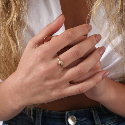 14K Solid Gold Paw Print Ring - A Tribute to Pet Love