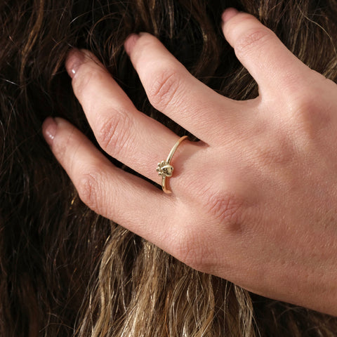 14K Solid Gold Paw Print Ring - A Tribute to Pet Love