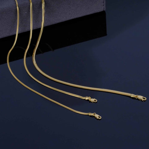 14K Gold Flat Snake Chain Necklace - Sleek And Modern Luxury Jewelry