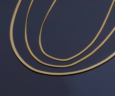 14K Gold Flat Snake Chain Necklace - Sleek And Modern Luxury Jewelry