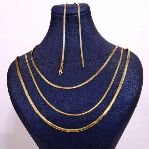 14K Gold Flat Snake Chain Necklace - Sleek And Modern Luxury Jewelry