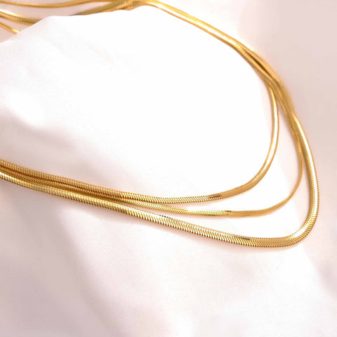 14K Gold Flat Snake Chain Necklace - Sleek And Modern Luxury Jewelry