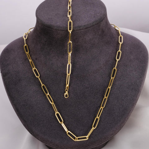 14K Solid Gold Paperclip Chain Necklace - Sleek, Lightweight, and Versatile