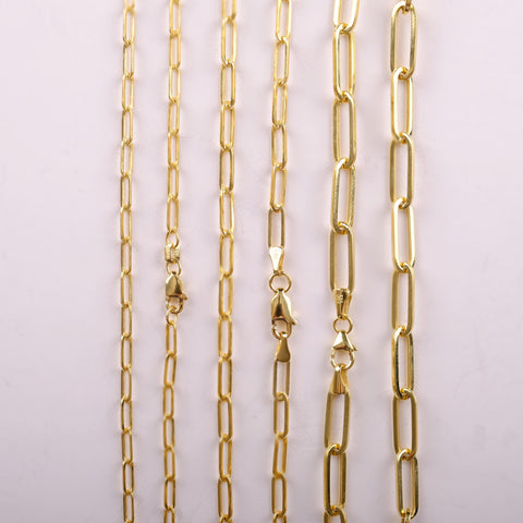 14K Solid Gold Paperclip Chain Necklace - Sleek, Lightweight, and Versatile