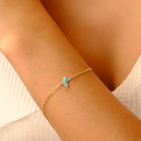 14K Gold Butterfly Bracelet - Enamel Blue, Pink, or White Colored, Dainty and Elegant Jewelry for Her